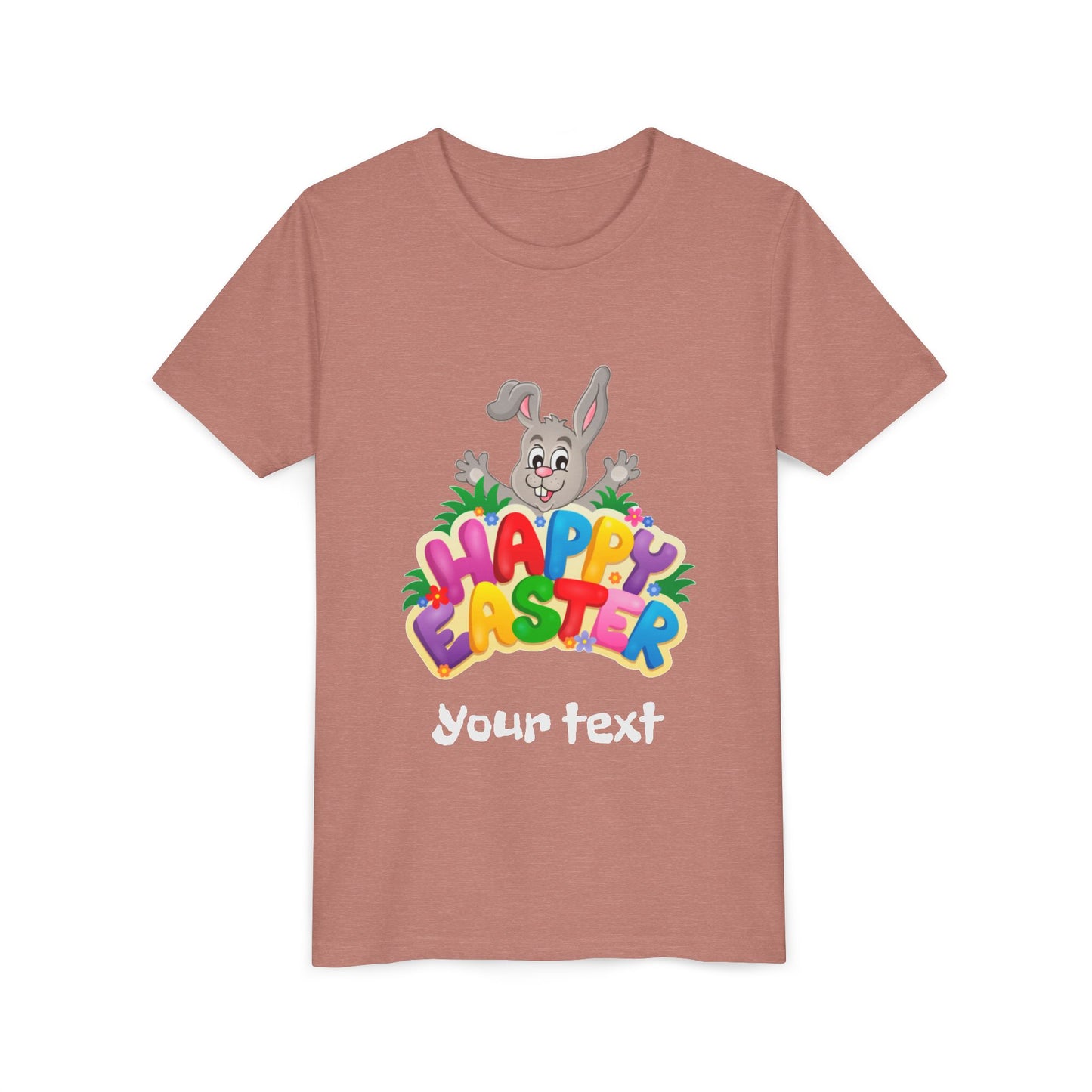 Happy Easter Youth Tee, Kids Easter Shirt, Bunny Graphic Tee, Spring Celebration Top, Cute Easter Gift for Children