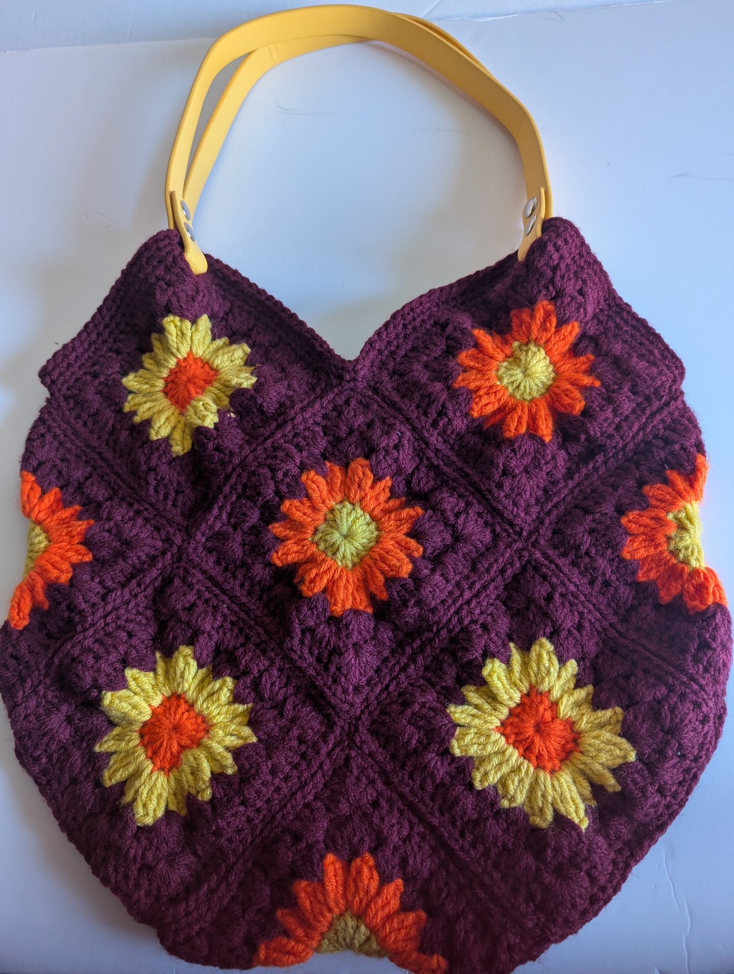 Handmade Colour-Block Crochet Shoulder Bag