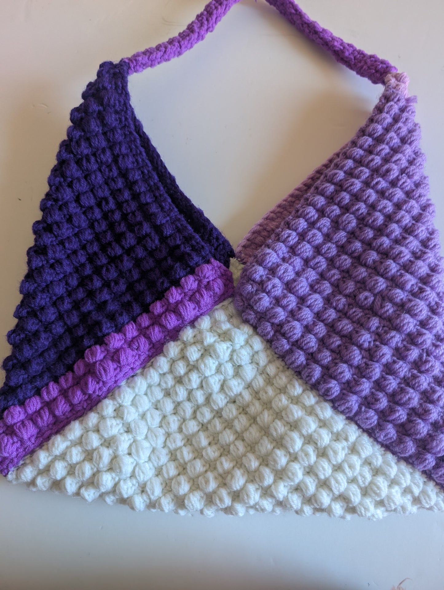 Handmade Color-Block Crochet Shoulder Bag