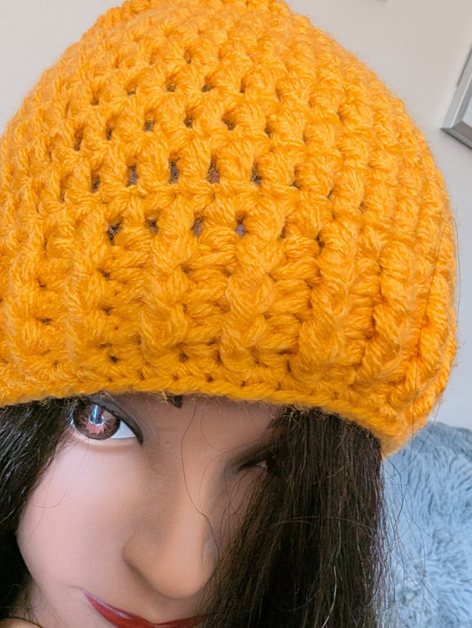 Stylish yellow crochet hat crochet handmade homemade