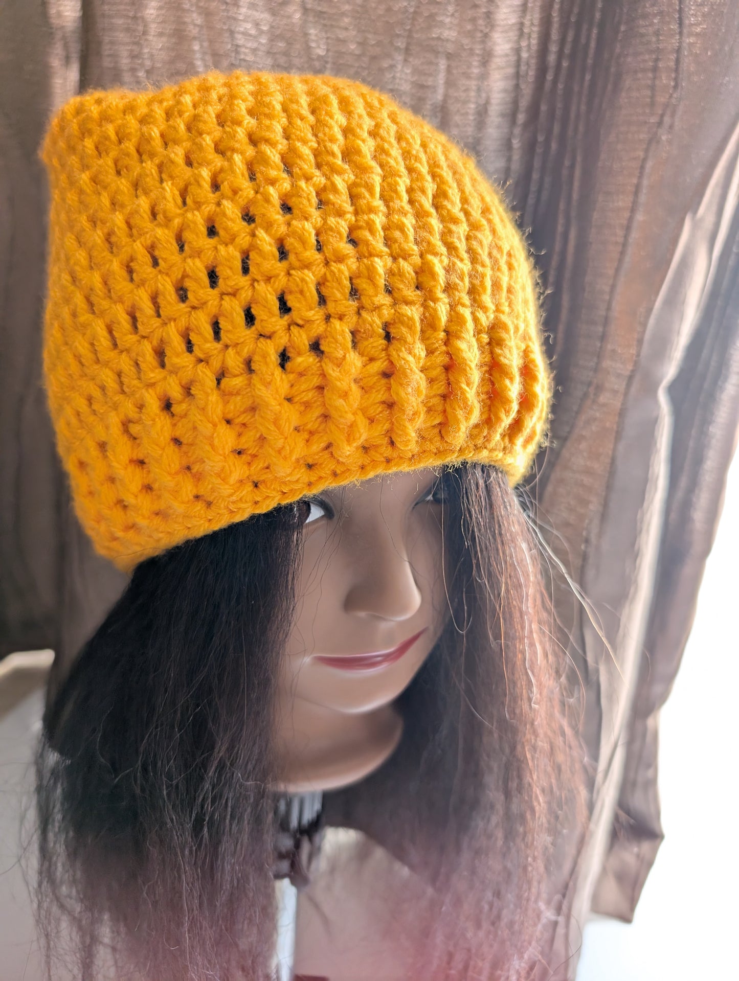 Stylish yellow crochet hat crochet handmade homemade