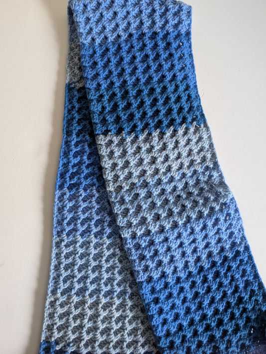 Handmade Blue Ombre Yarn Crochet Scarf #crochetlove