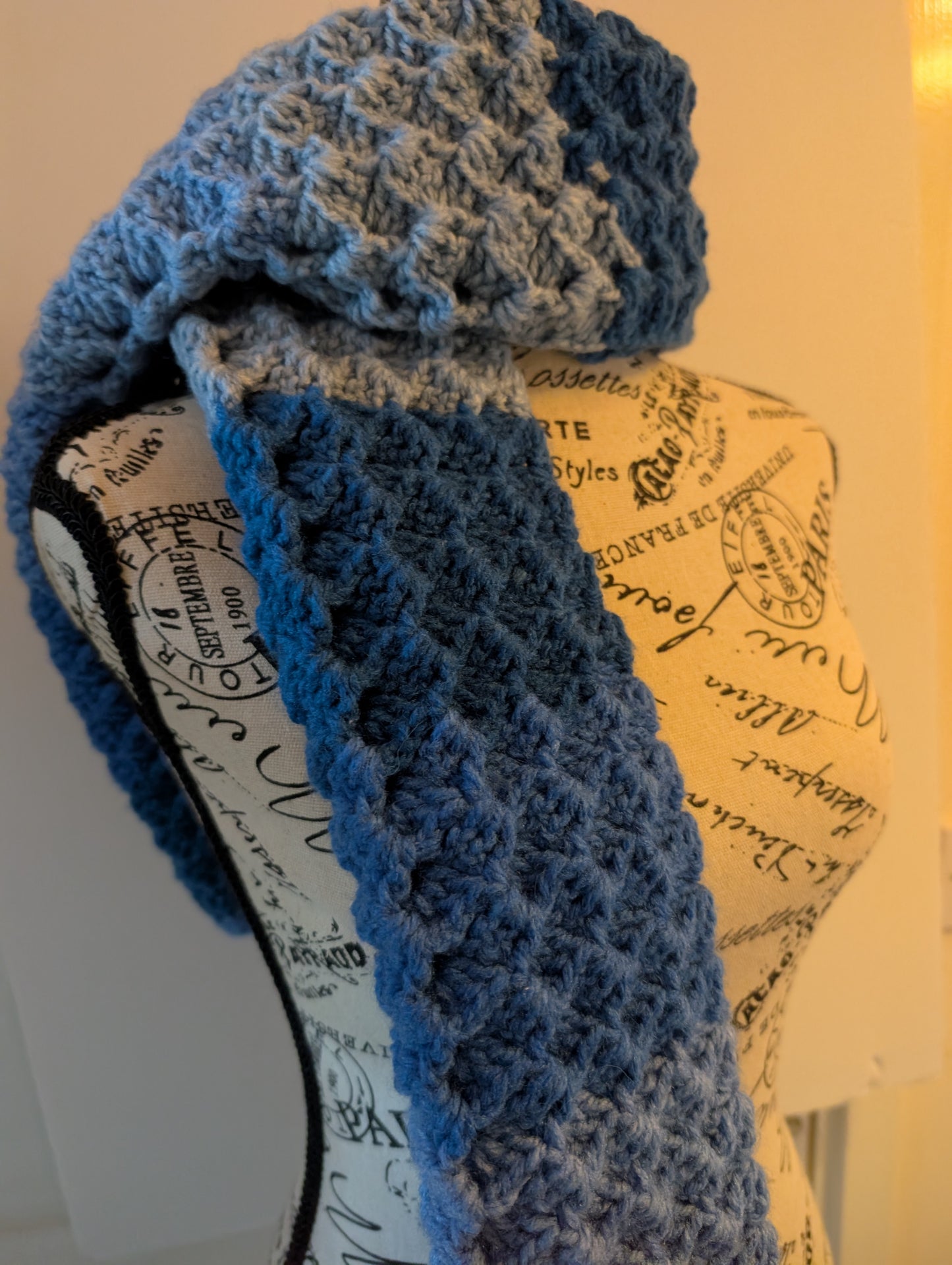 Handmade Blue Ombre Yarn Crochet Scarf #crochetlove