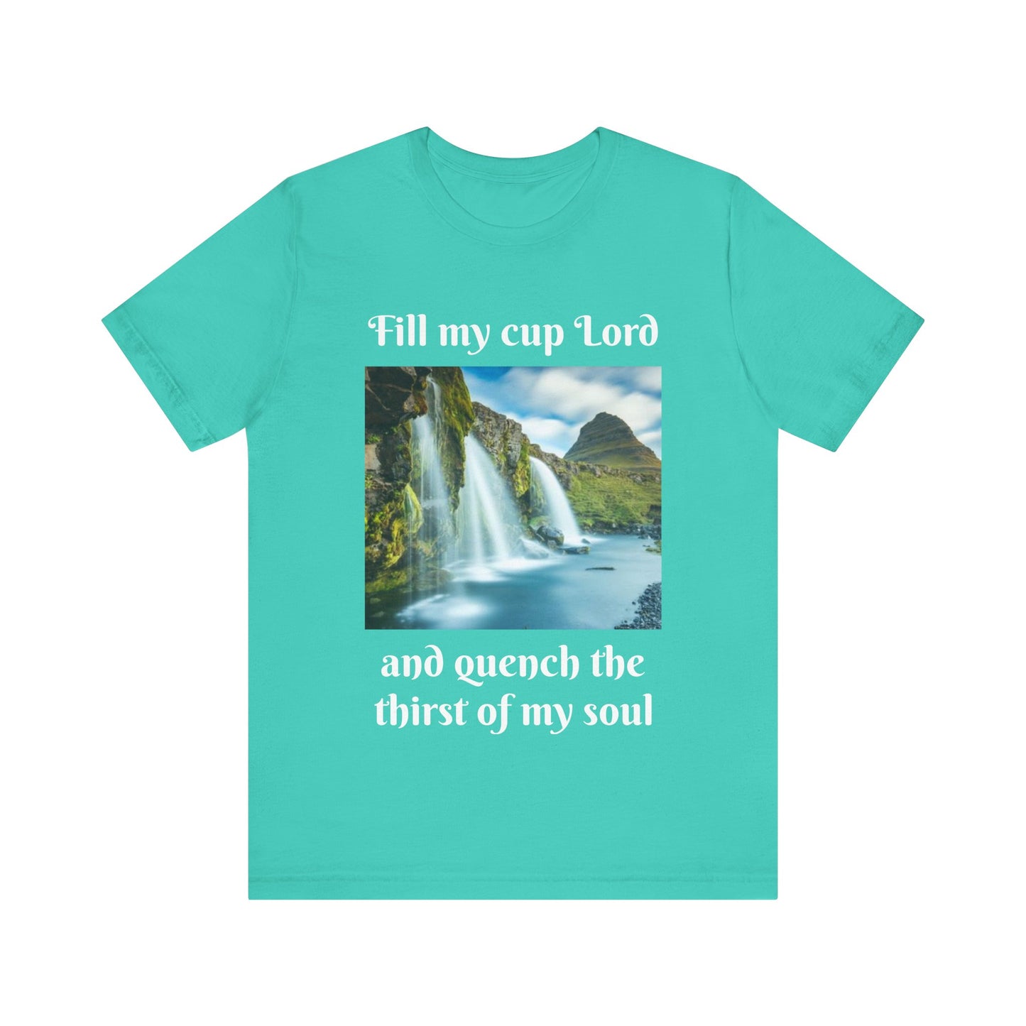 Inspirational Graphic Tee, Waterfall Design, Faith-Based Gift, Relaxed Fit Shirt, Perfect for Devotionals, Nature Lovers