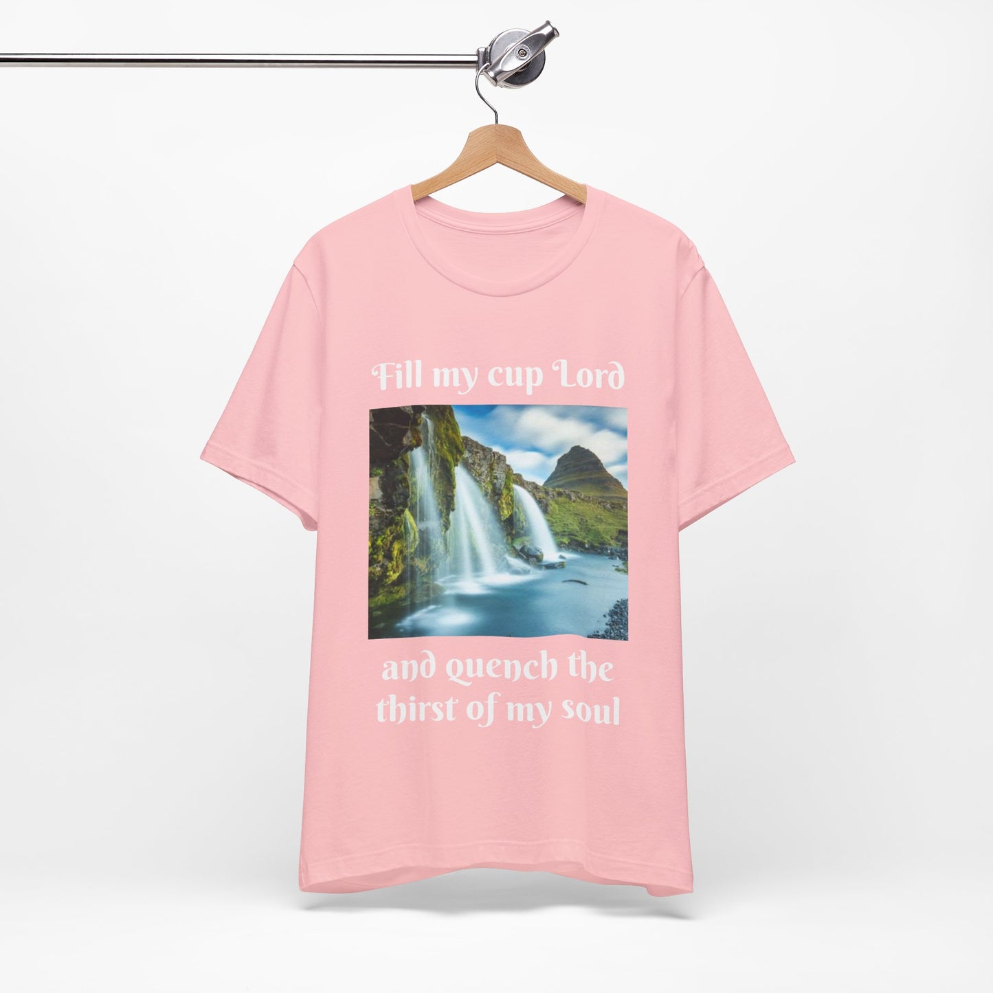 Inspirational Graphic Tee, Waterfall Design, Faith-Based Gift, Relaxed Fit Shirt, Perfect for Devotionals, Nature Lovers