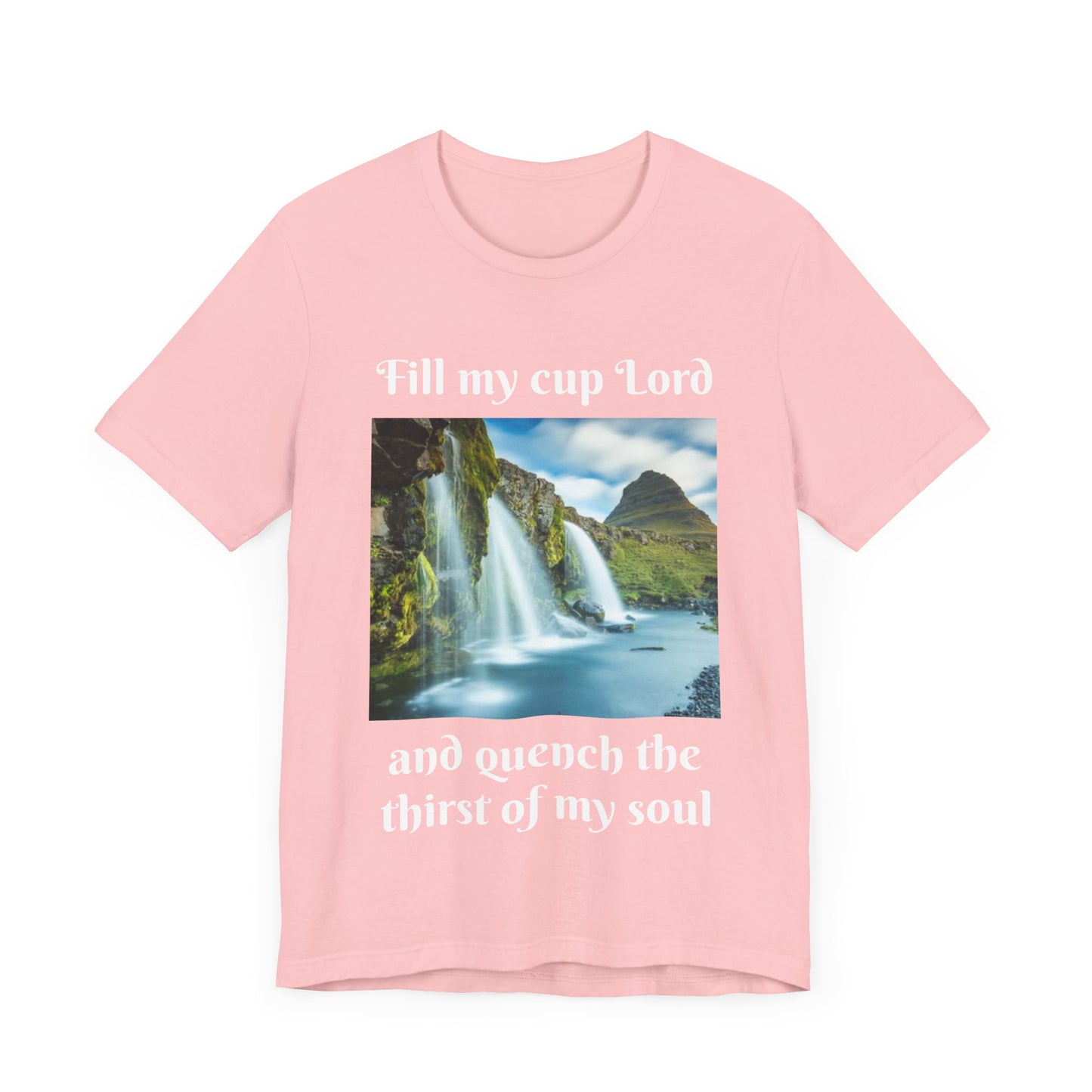 Inspirational Graphic Tee, Waterfall Design, Faith-Based Gift, Relaxed Fit Shirt, Perfect for Devotionals, Nature Lovers