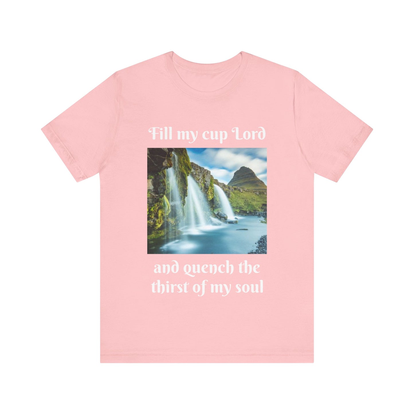 Inspirational Graphic Tee, Waterfall Design, Faith-Based Gift, Relaxed Fit Shirt, Perfect for Devotionals, Nature Lovers