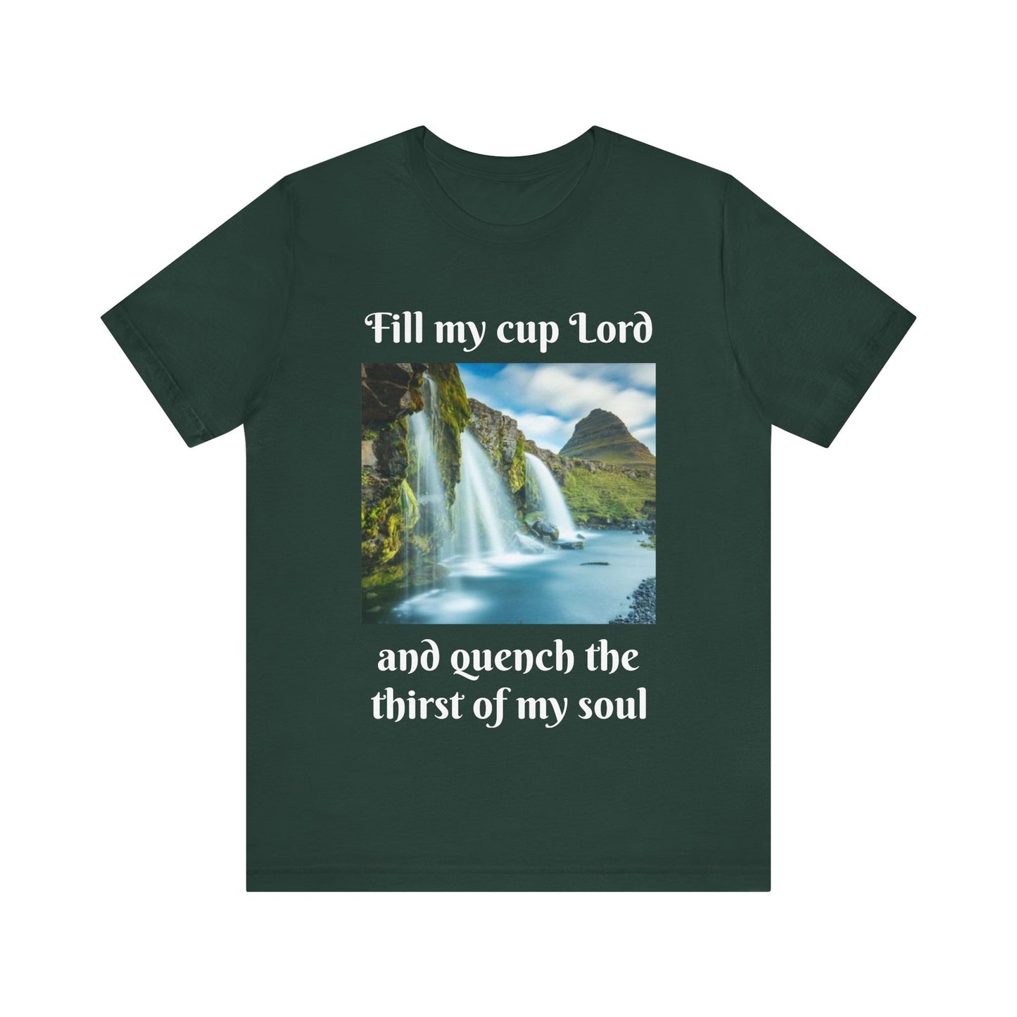 Inspirational Graphic Tee, Waterfall Design, Faith-Based Gift, Relaxed Fit Shirt, Perfect for Devotionals, Nature Lovers