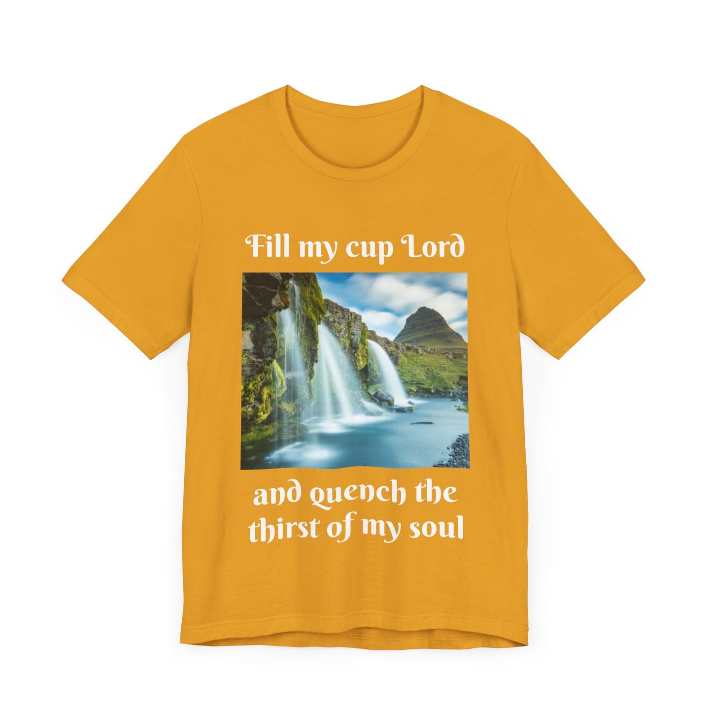 Inspirational Graphic Tee, Waterfall Design, Faith-Based Gift, Relaxed Fit Shirt, Perfect for Devotionals, Nature Lovers