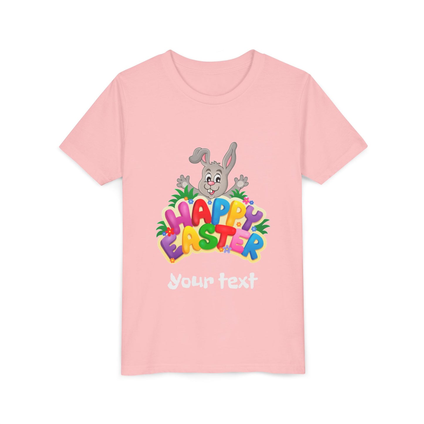 Happy Easter Youth Tee, Kids Easter Shirt, Bunny Graphic Tee, Spring Celebration Top, Cute Easter Gift for Children