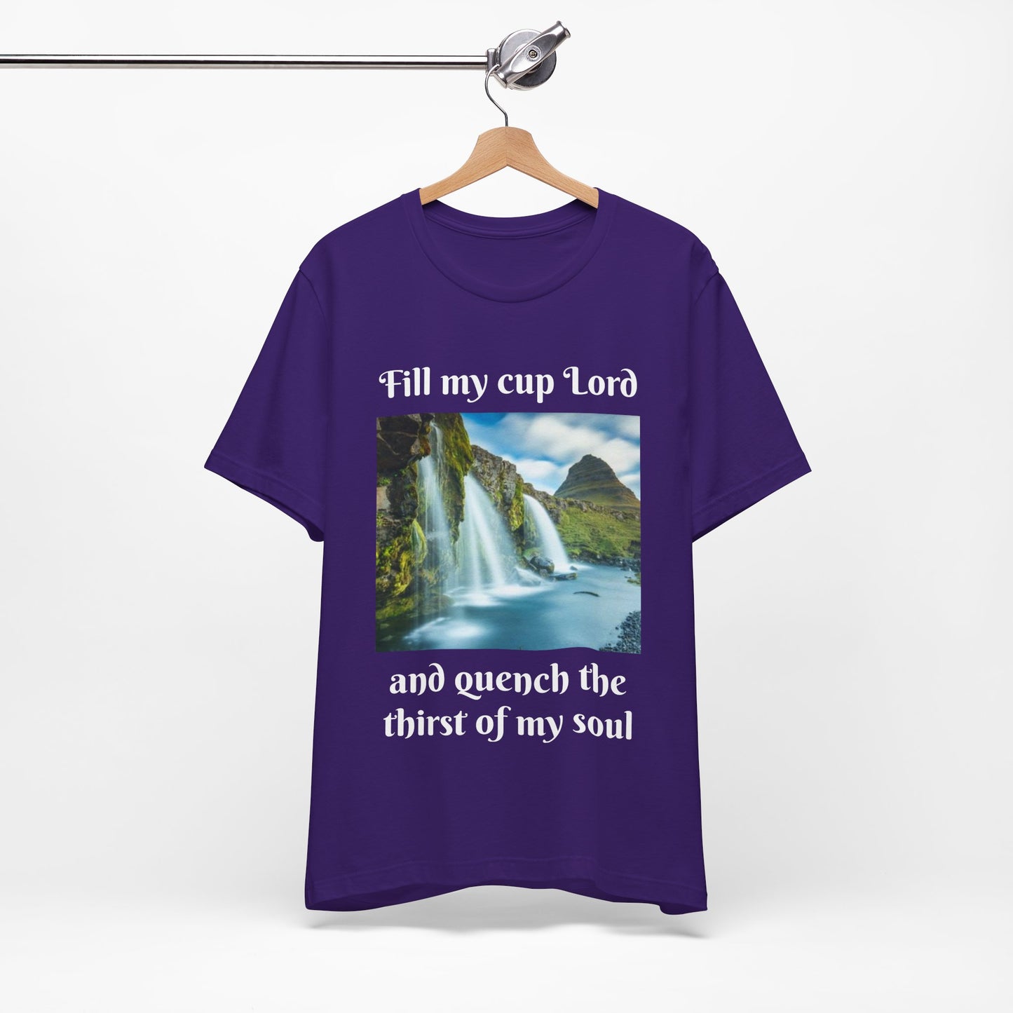 Inspirational Graphic Tee, Waterfall Design, Faith-Based Gift, Relaxed Fit Shirt, Perfect for Devotionals, Nature Lovers