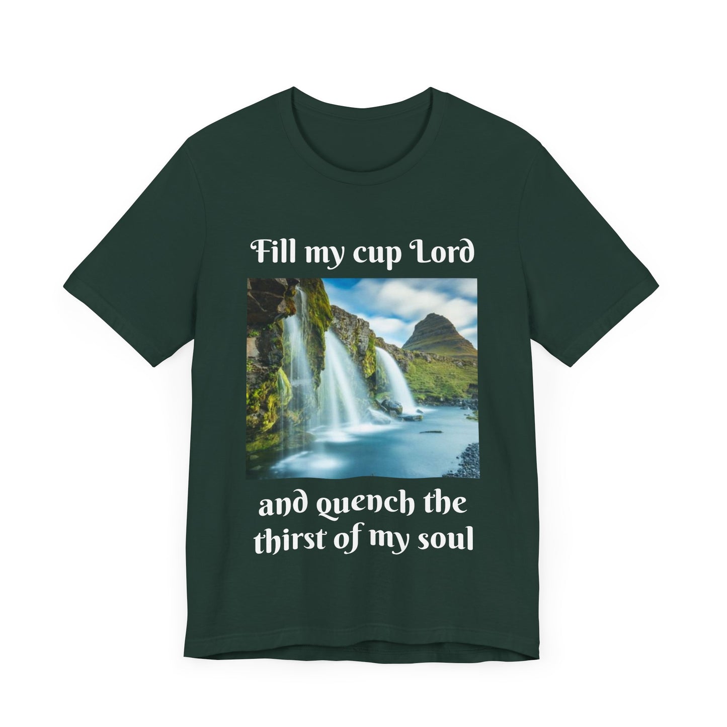 Inspirational Graphic Tee, Waterfall Design, Faith-Based Gift, Relaxed Fit Shirt, Perfect for Devotionals, Nature Lovers