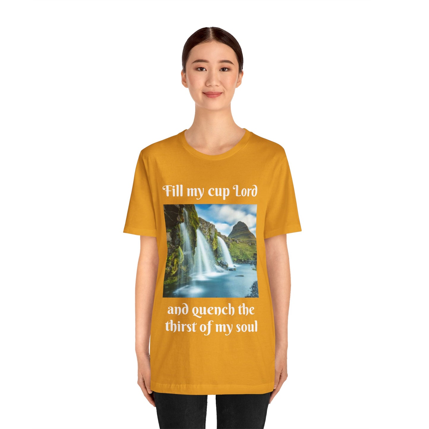 Inspirational Graphic Tee, Waterfall Design, Faith-Based Gift, Relaxed Fit Shirt, Perfect for Devotionals, Nature Lovers