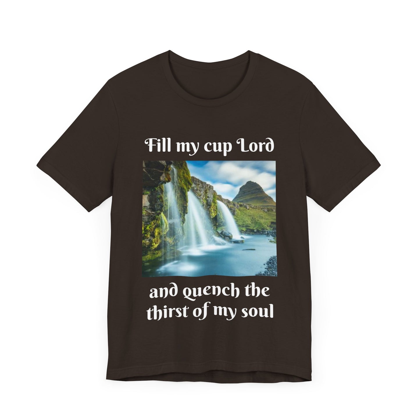 Inspirational Graphic Tee, Waterfall Design, Faith-Based Gift, Relaxed Fit Shirt, Perfect for Devotionals, Nature Lovers