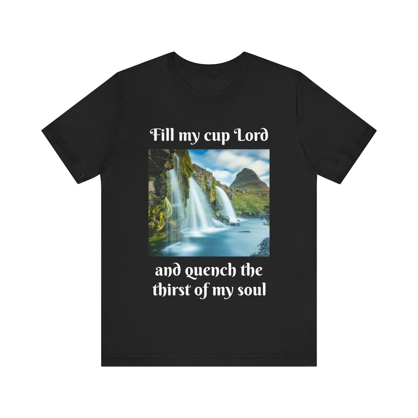 Inspirational Graphic Tee, Waterfall Design, Faith-Based Gift, Relaxed Fit Shirt, Perfect for Devotionals, Nature Lovers