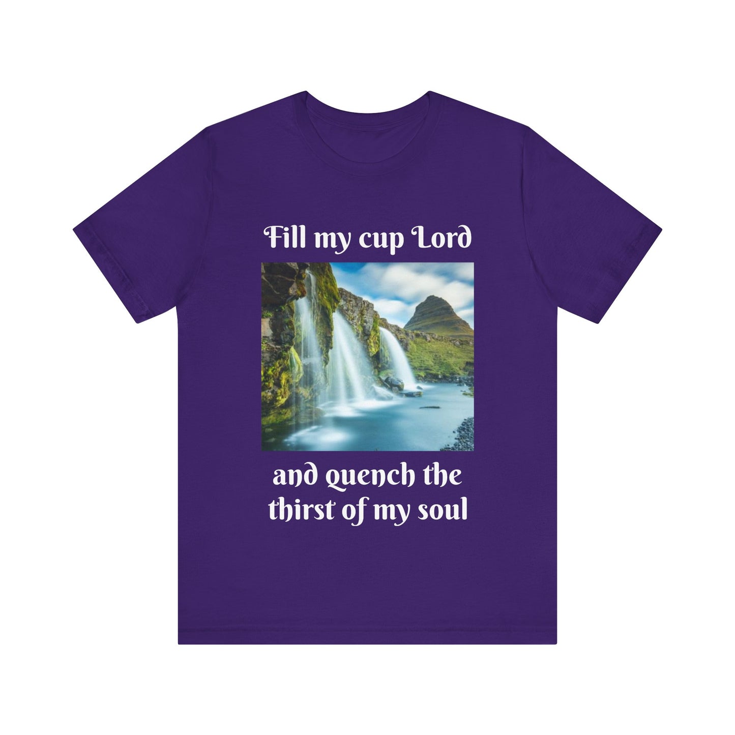 Inspirational Graphic Tee, Waterfall Design, Faith-Based Gift, Relaxed Fit Shirt, Perfect for Devotionals, Nature Lovers