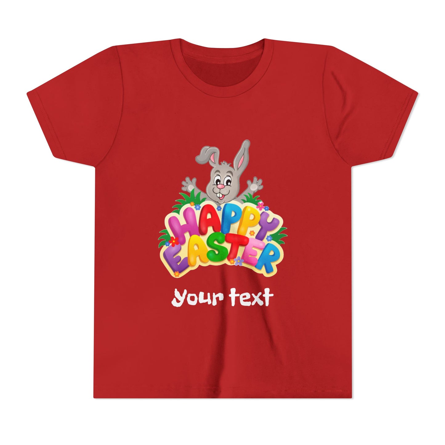 Happy Easter Youth Tee, Kids Easter Shirt, Bunny Graphic Tee, Spring Celebration Top, Cute Easter Gift for Children