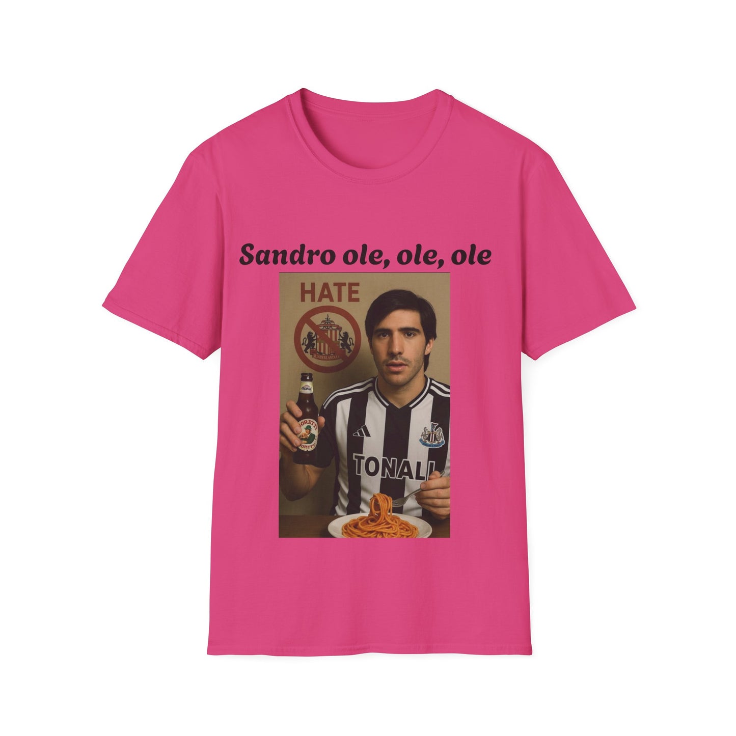 Funny Football Fan T-Shirt, Unisex Softstyle Tee for Sports Enthusiasts, Great Gift for Birthdays, Football Tournament, Sandro, Newcastle