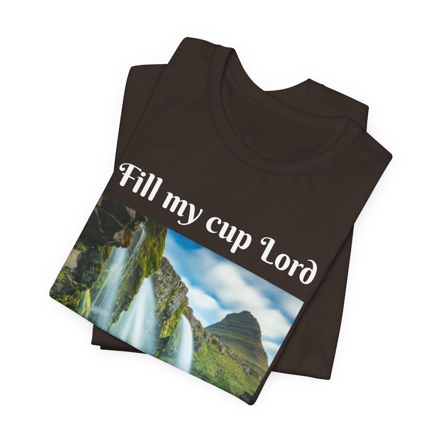 Inspirational Graphic Tee, Waterfall Design, Faith-Based Gift, Relaxed Fit Shirt, Perfect for Devotionals, Nature Lovers