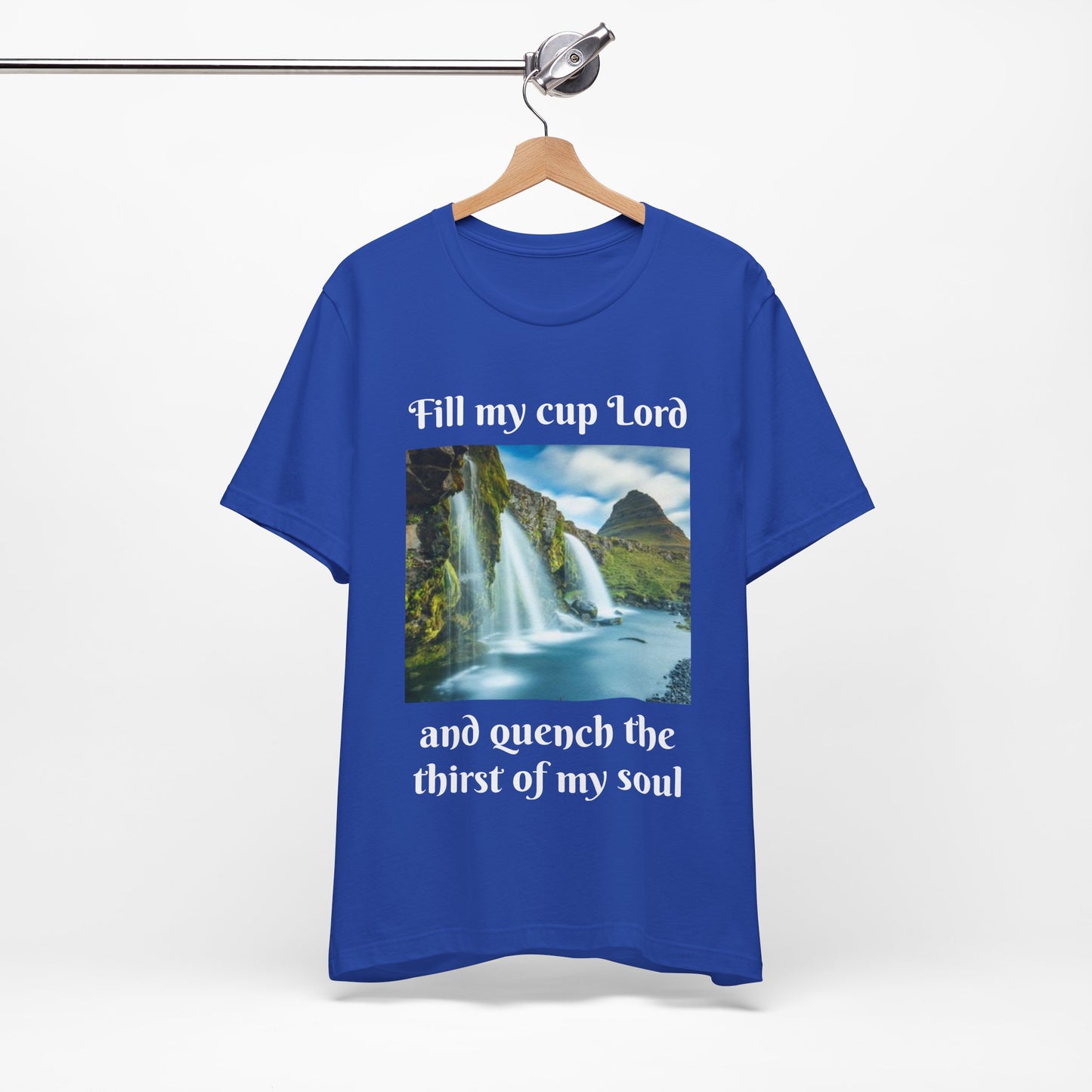 Inspirational Graphic Tee, Waterfall Design, Faith-Based Gift, Relaxed Fit Shirt, Perfect for Devotionals, Nature Lovers