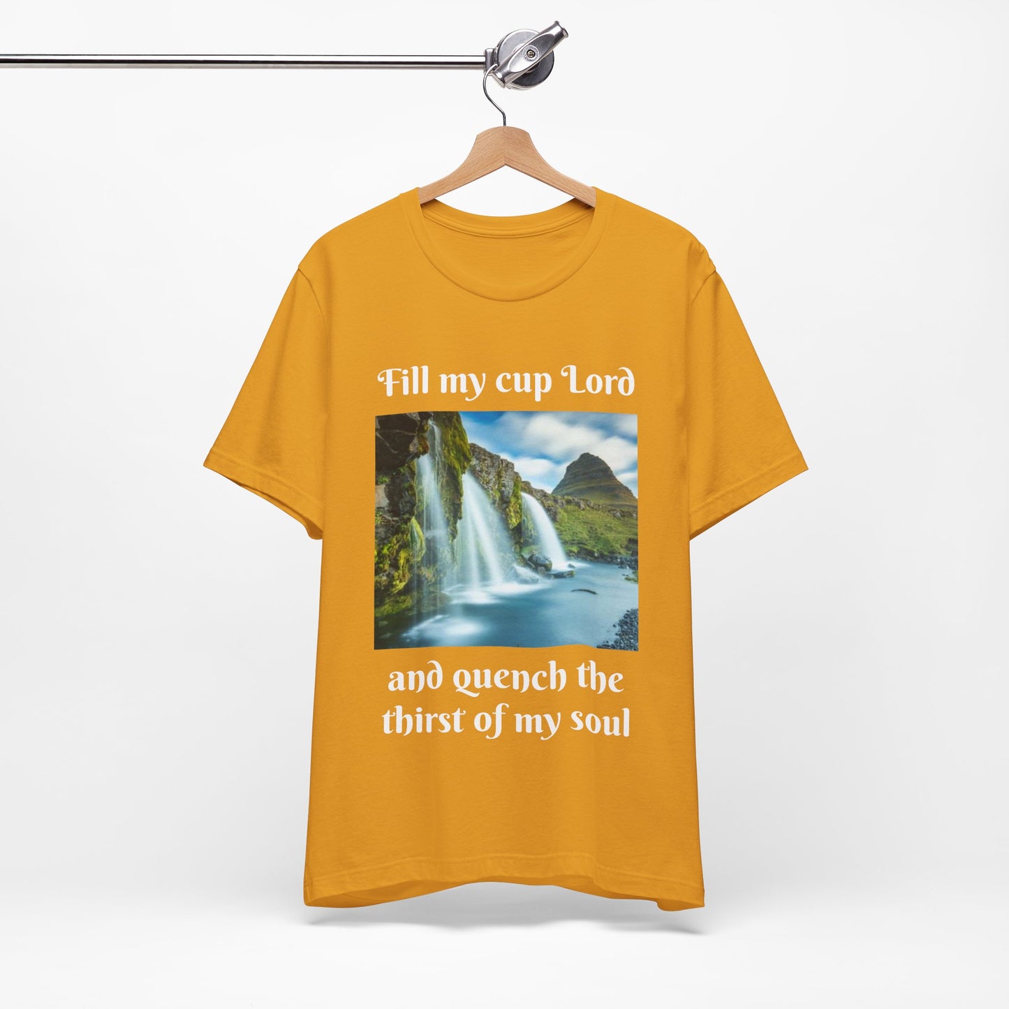 Inspirational Graphic Tee, Waterfall Design, Faith-Based Gift, Relaxed Fit Shirt, Perfect for Devotionals, Nature Lovers