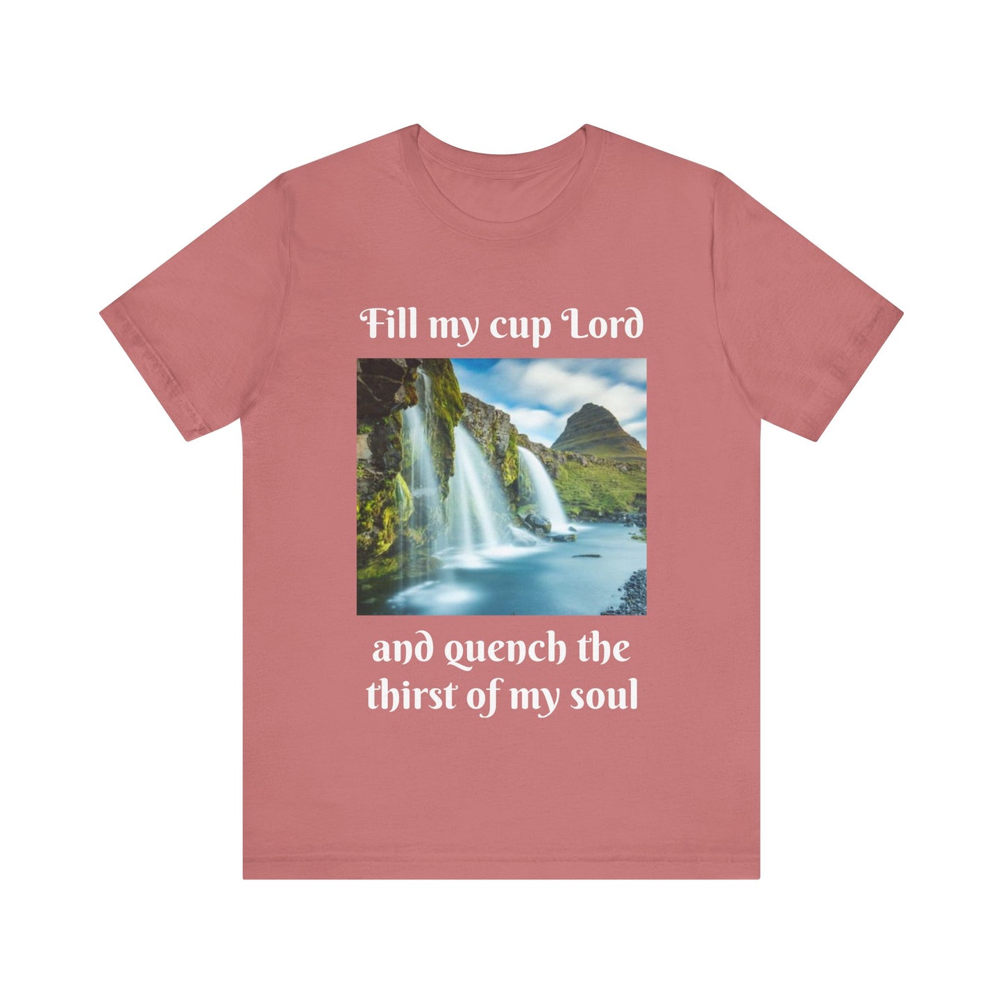 Inspirational Graphic Tee, Waterfall Design, Faith-Based Gift, Relaxed Fit Shirt, Perfect for Devotionals, Nature Lovers