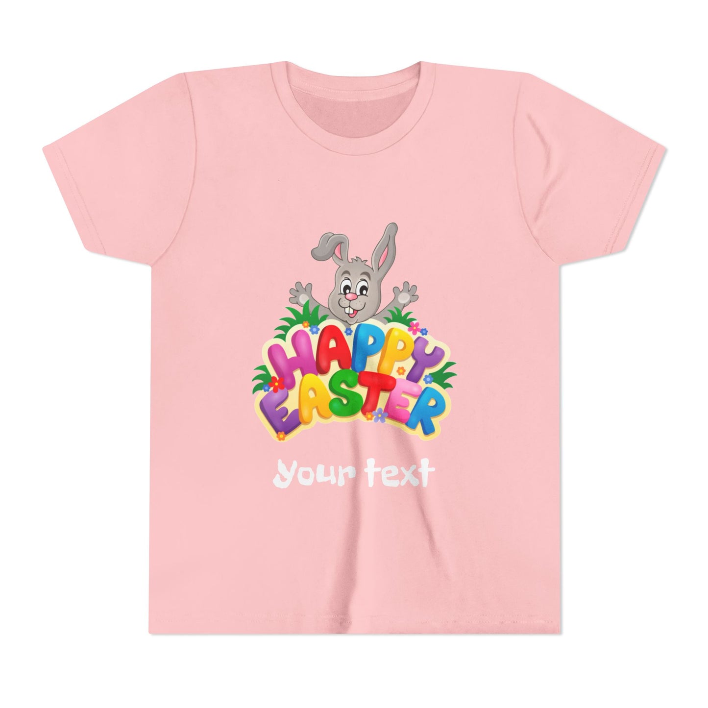 Happy Easter Youth Tee, Kids Easter Shirt, Bunny Graphic Tee, Spring Celebration Top, Cute Easter Gift for Children