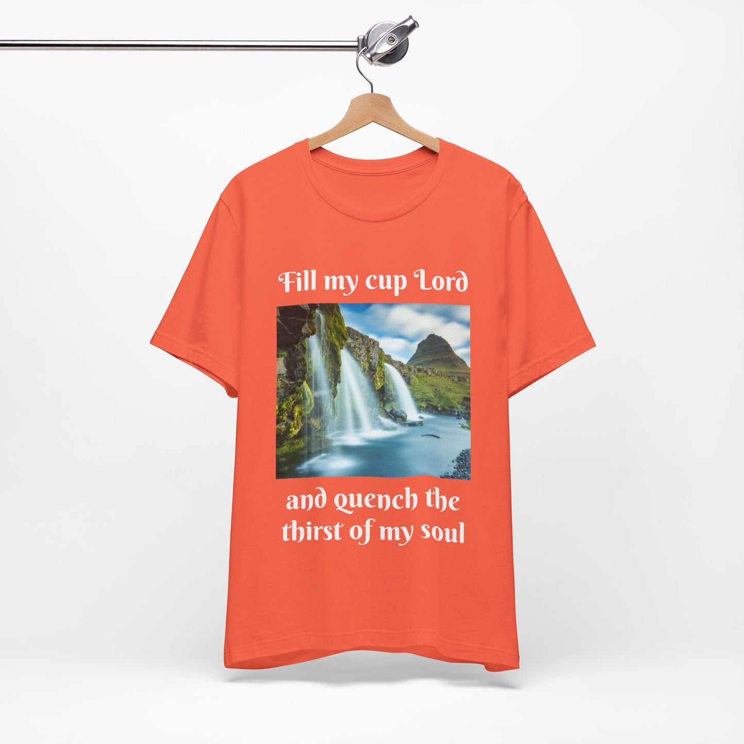 Inspirational Graphic Tee, Waterfall Design, Faith-Based Gift, Relaxed Fit Shirt, Perfect for Devotionals, Nature Lovers