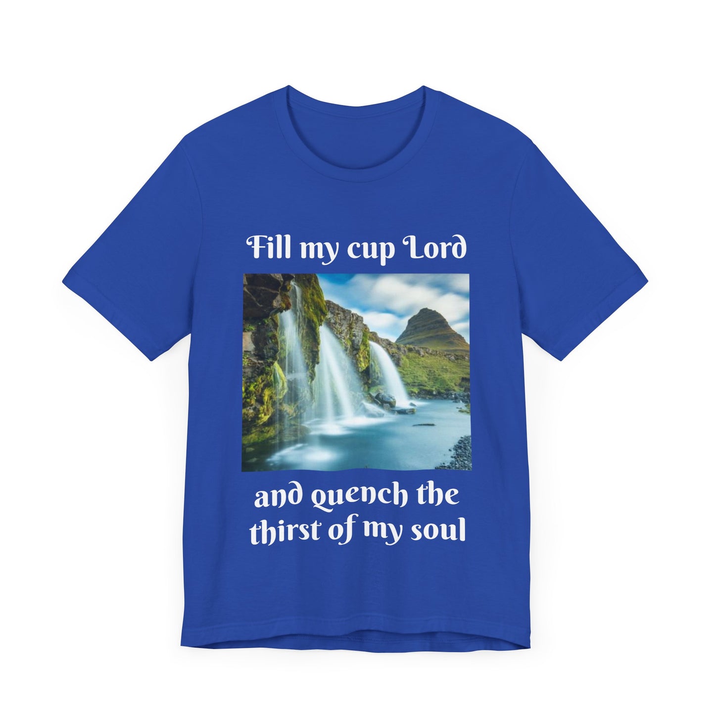 Inspirational Graphic Tee, Waterfall Design, Faith-Based Gift, Relaxed Fit Shirt, Perfect for Devotionals, Nature Lovers