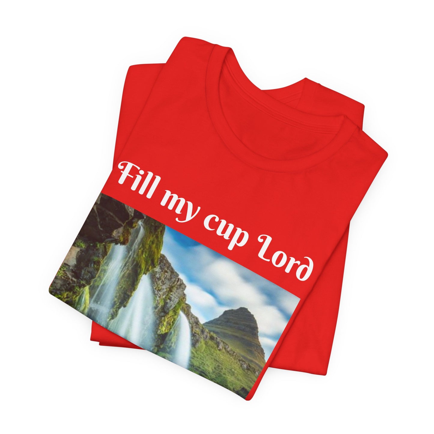 Inspirational Graphic Tee, Waterfall Design, Faith-Based Gift, Relaxed Fit Shirt, Perfect for Devotionals, Nature Lovers