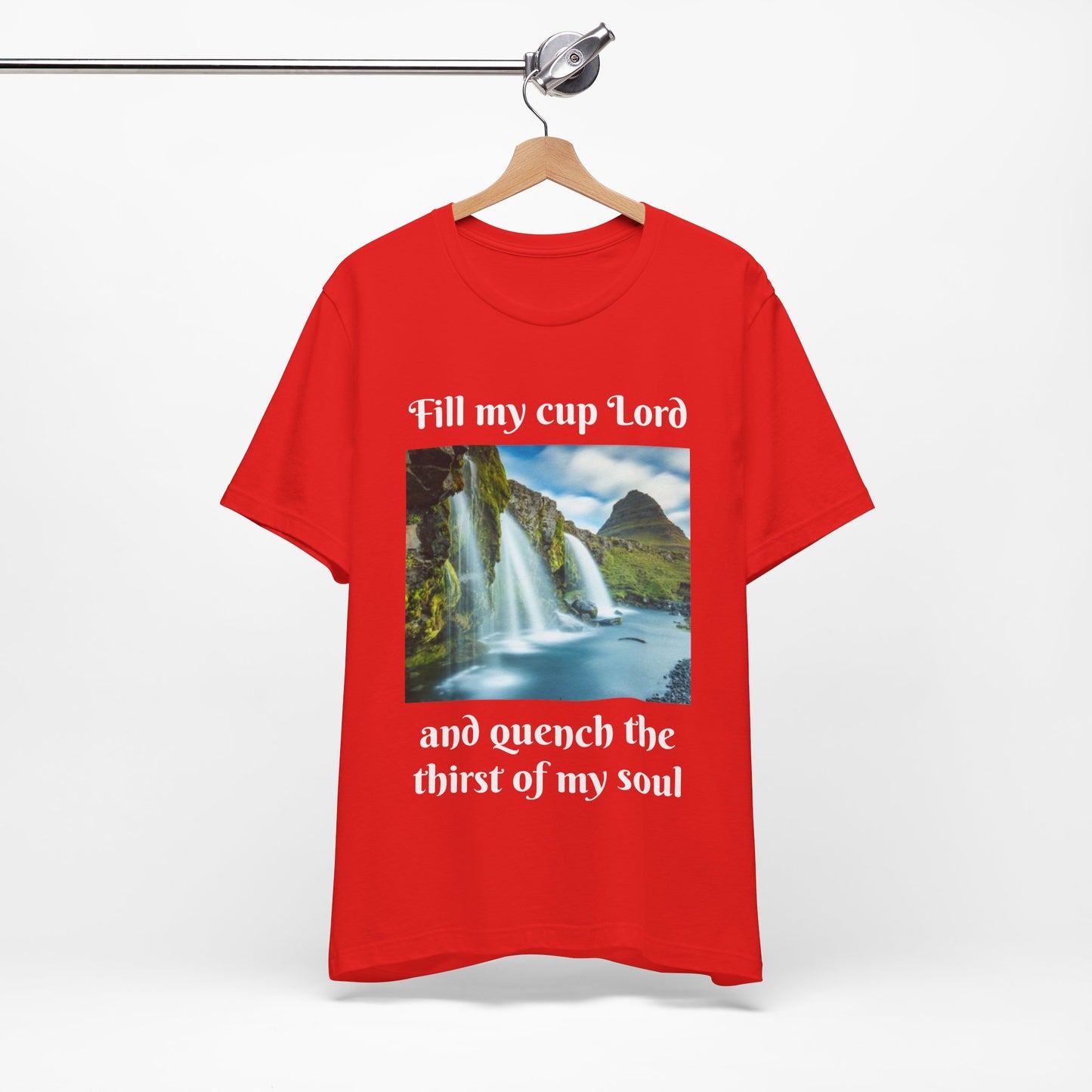 Inspirational Graphic Tee, Waterfall Design, Faith-Based Gift, Relaxed Fit Shirt, Perfect for Devotionals, Nature Lovers