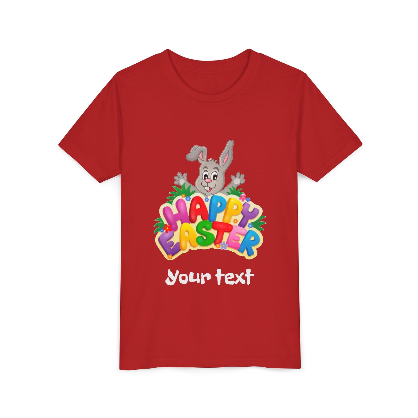 Happy Easter Youth Tee, Kids Easter Shirt, Bunny Graphic Tee, Spring Celebration Top, Cute Easter Gift for Children