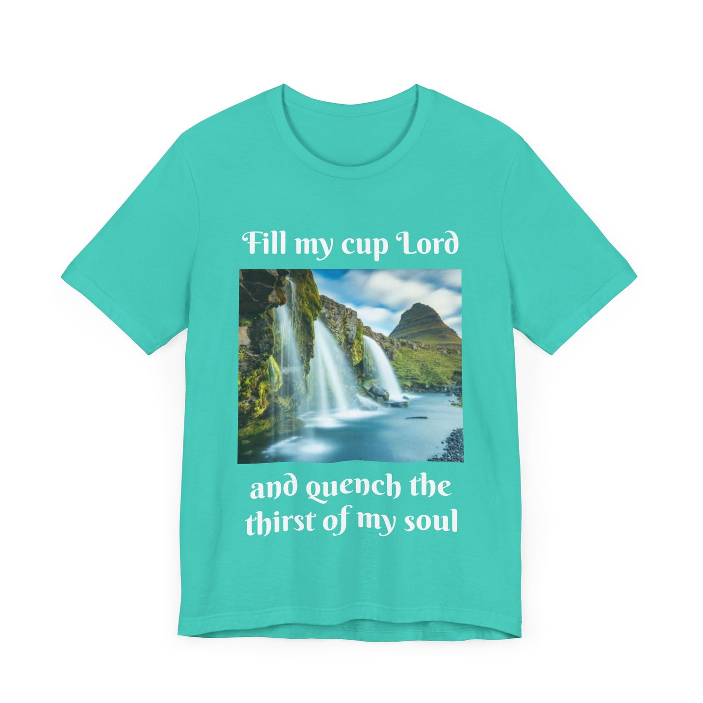 Inspirational Graphic Tee, Waterfall Design, Faith-Based Gift, Relaxed Fit Shirt, Perfect for Devotionals, Nature Lovers