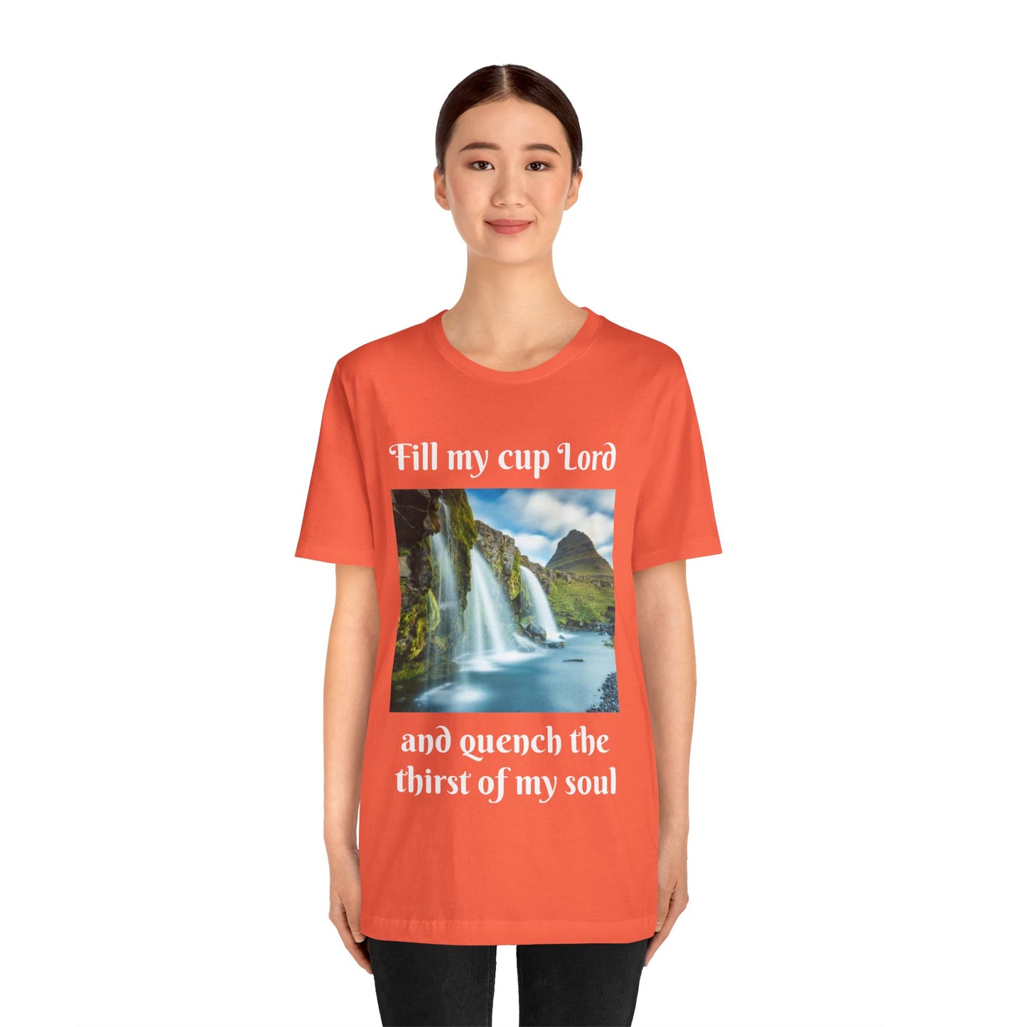 Inspirational Graphic Tee, Waterfall Design, Faith-Based Gift, Relaxed Fit Shirt, Perfect for Devotionals, Nature Lovers