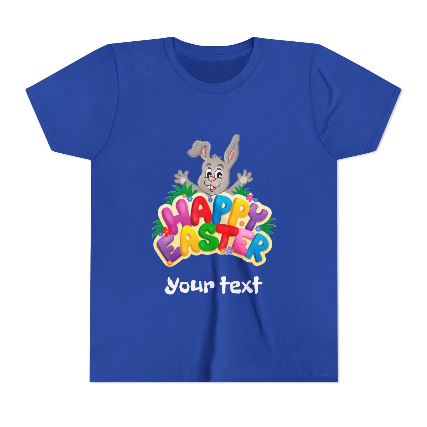 Happy Easter Youth Tee, Kids Easter Shirt, Bunny Graphic Tee, Spring Celebration Top, Cute Easter Gift for Children