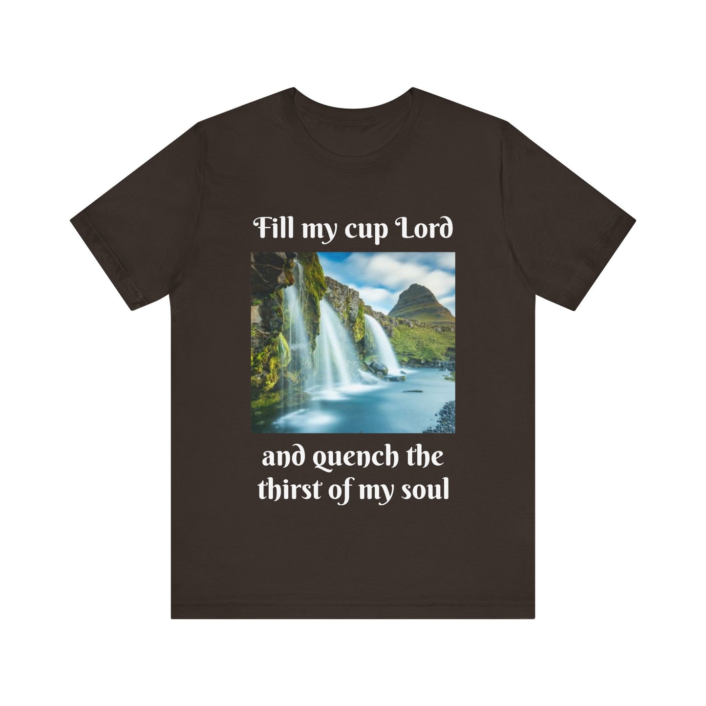 Inspirational Graphic Tee, Waterfall Design, Faith-Based Gift, Relaxed Fit Shirt, Perfect for Devotionals, Nature Lovers