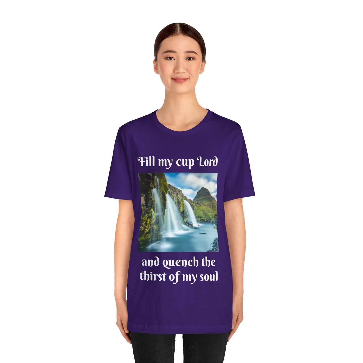 Inspirational Graphic Tee, Waterfall Design, Faith-Based Gift, Relaxed Fit Shirt, Perfect for Devotionals, Nature Lovers