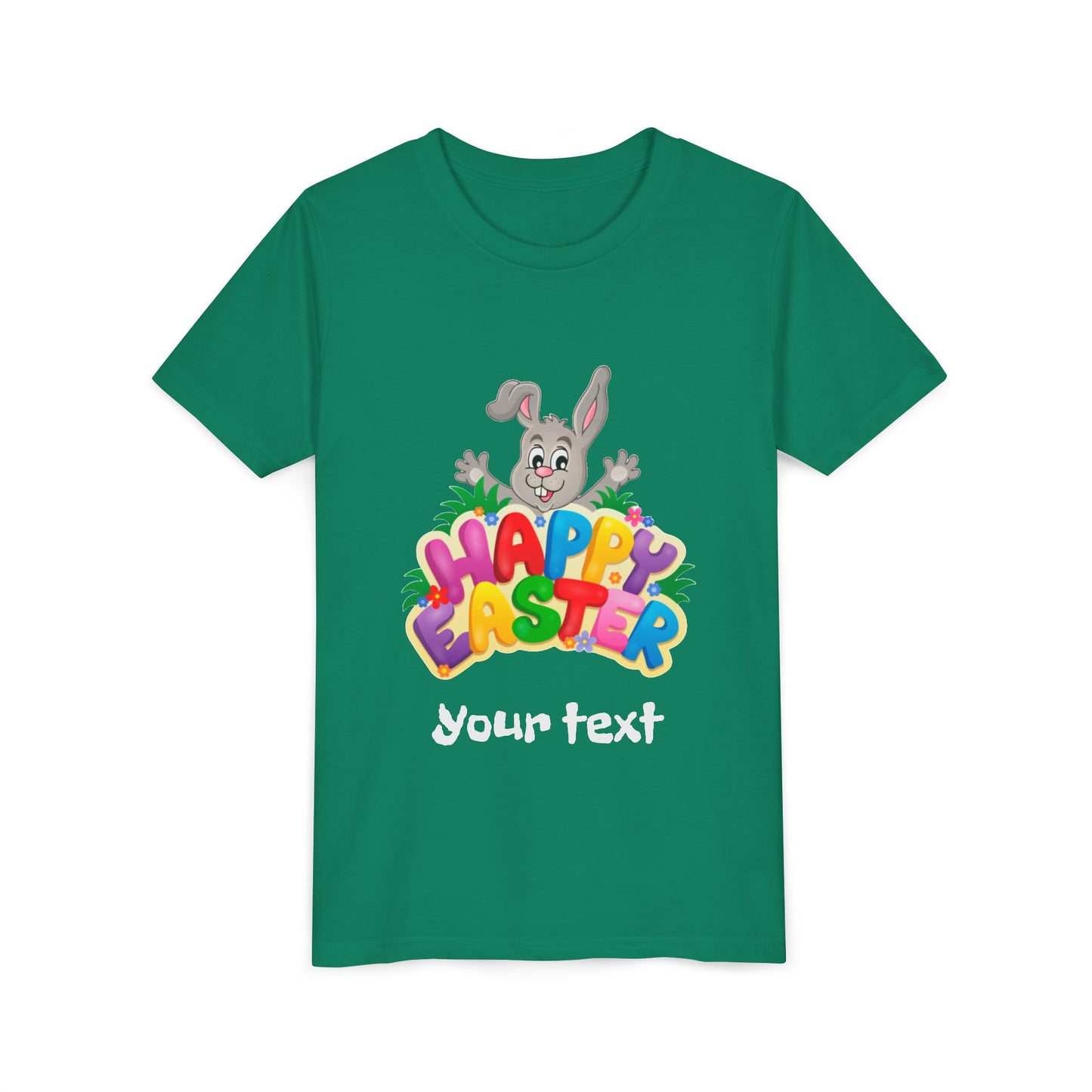 Happy Easter Youth Tee, Kids Easter Shirt, Bunny Graphic Tee, Spring Celebration Top, Cute Easter Gift for Children