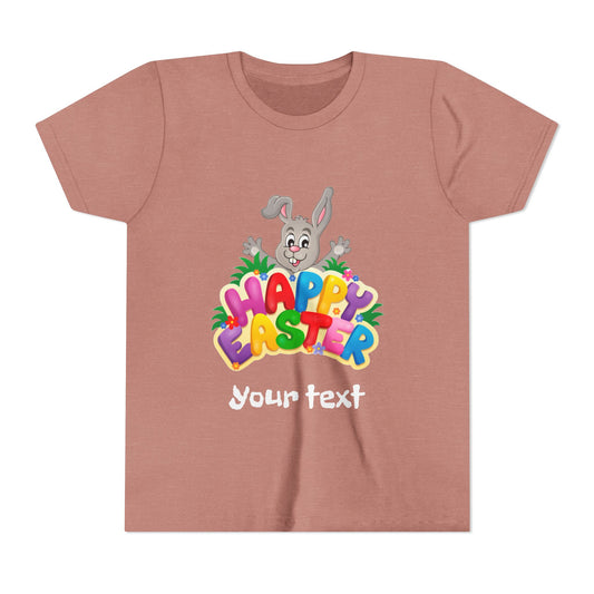 Happy Easter Youth Tee, Kids Easter Shirt, Bunny Graphic Tee, Spring Celebration Top, Cute Easter Gift for Children