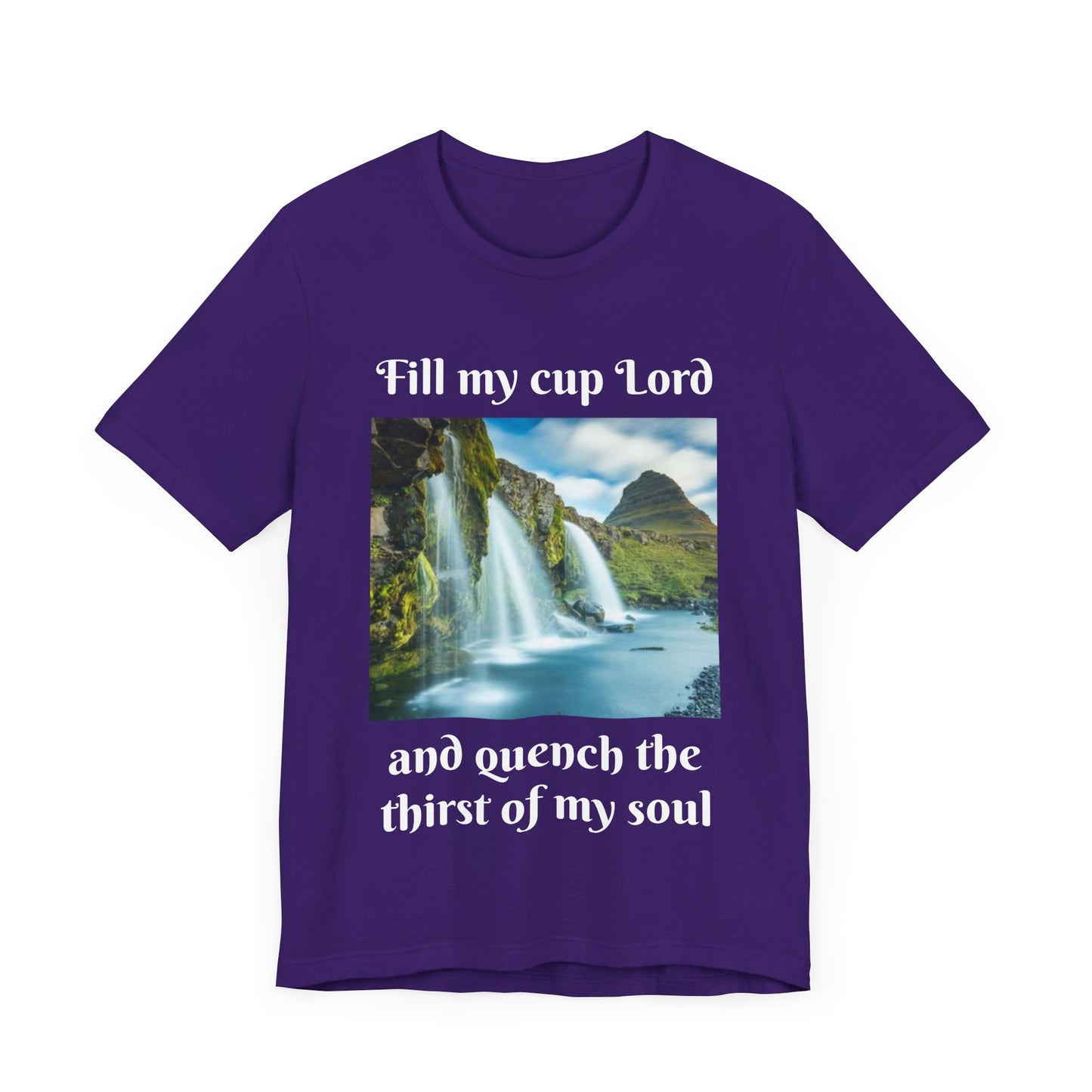 Inspirational Graphic Tee, Waterfall Design, Faith-Based Gift, Relaxed Fit Shirt, Perfect for Devotionals, Nature Lovers