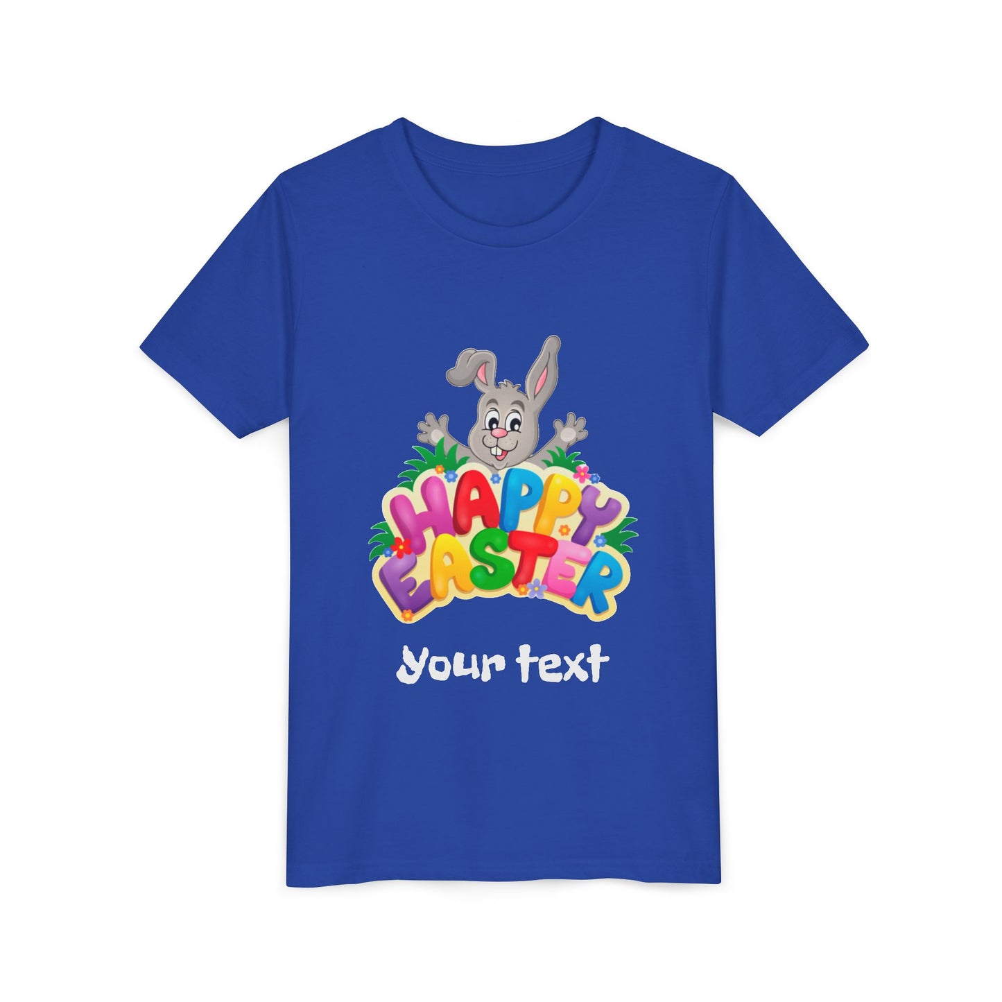 Happy Easter Youth Tee, Kids Easter Shirt, Bunny Graphic Tee, Spring Celebration Top, Cute Easter Gift for Children