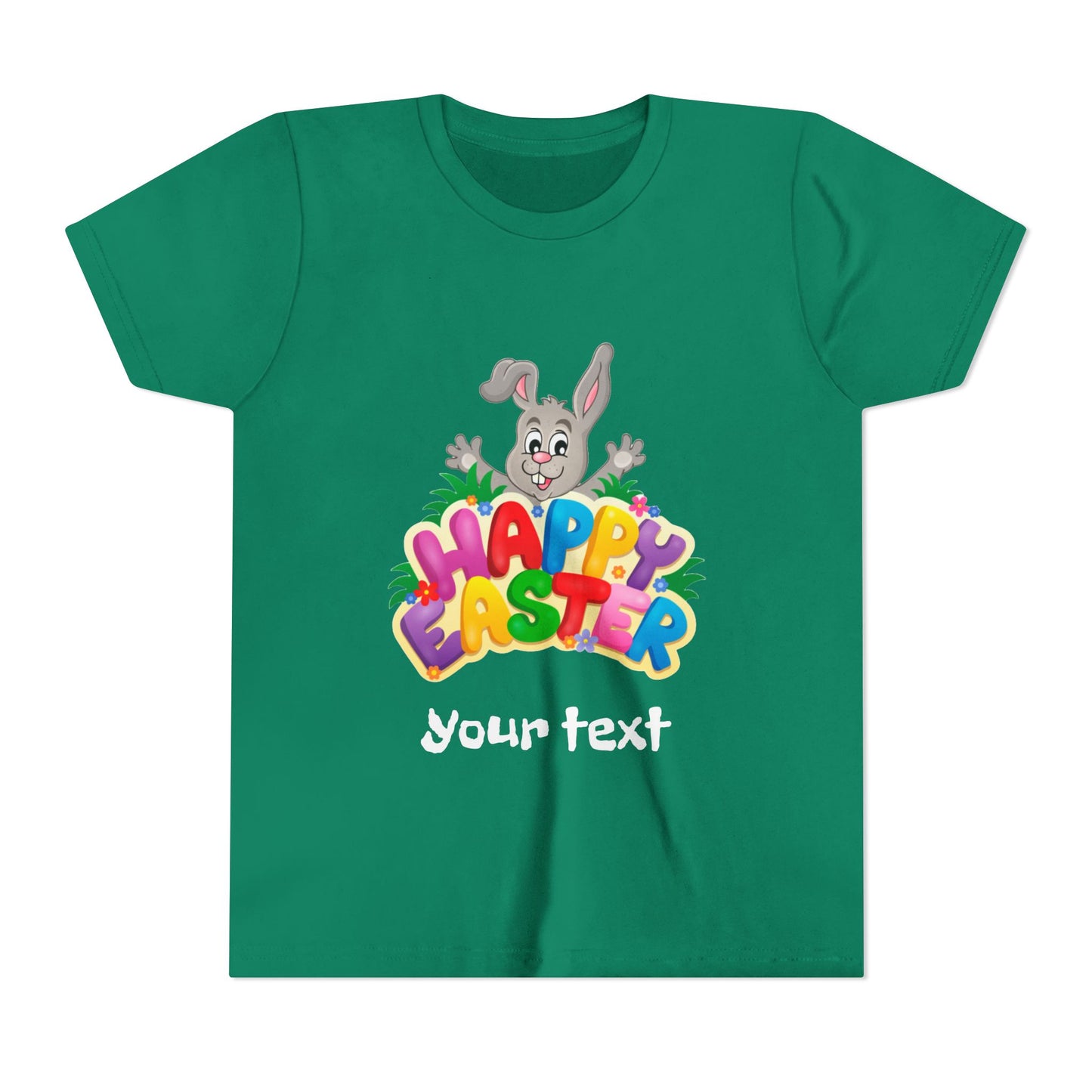 Happy Easter Youth Tee, Kids Easter Shirt, Bunny Graphic Tee, Spring Celebration Top, Cute Easter Gift for Children