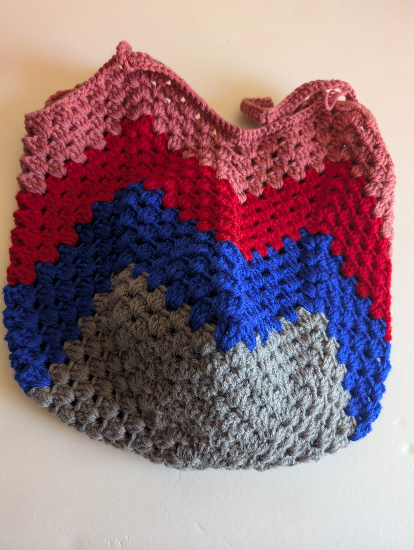 Handmade Colour-Block Crochet Shoulder Bag