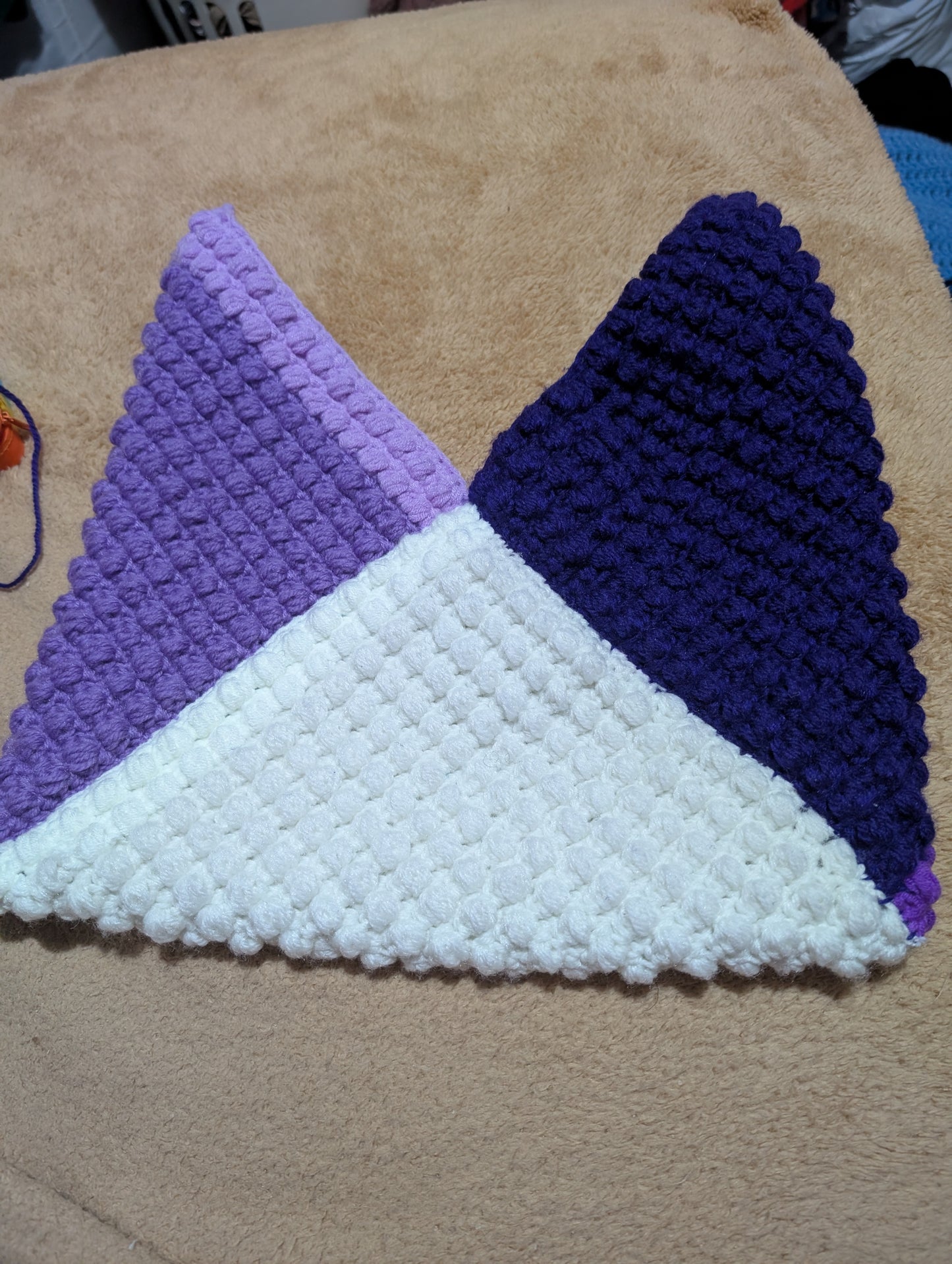 Handmade Color-Block Crochet Shoulder Bag