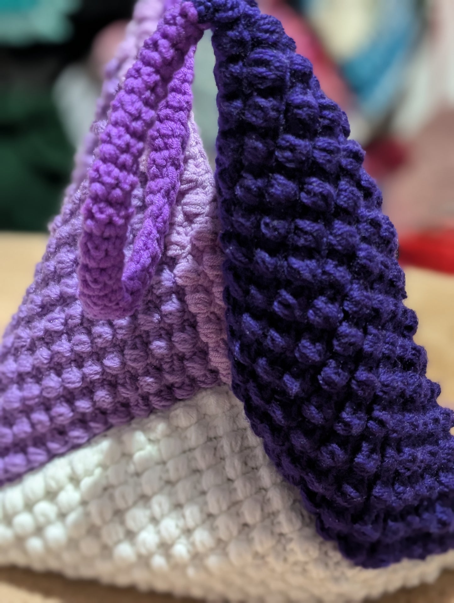 Handmade Color-Block Crochet Shoulder Bag