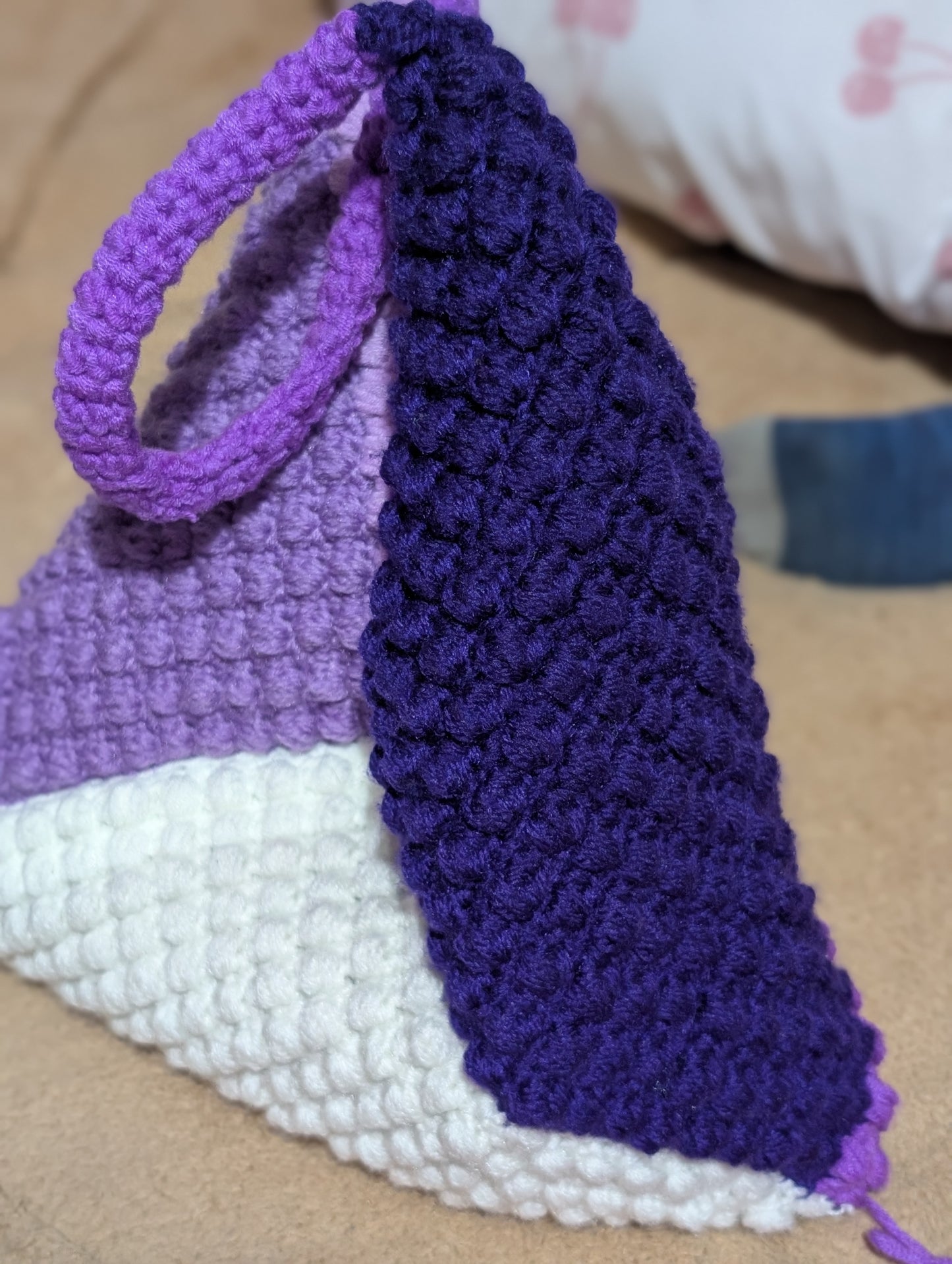 Handmade Color-Block Crochet Shoulder Bag