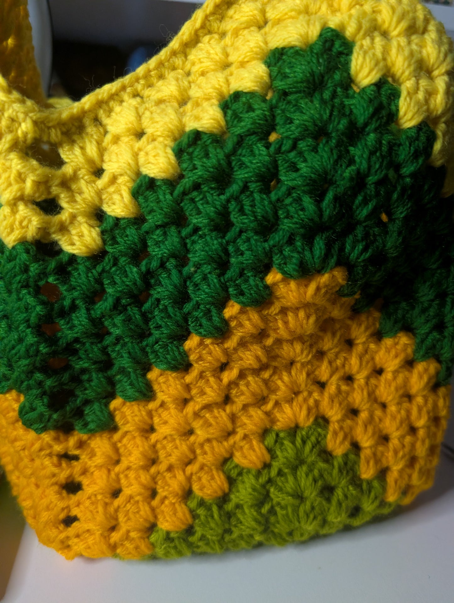 Handmade Colour-Block Crochet Shoulder Bag