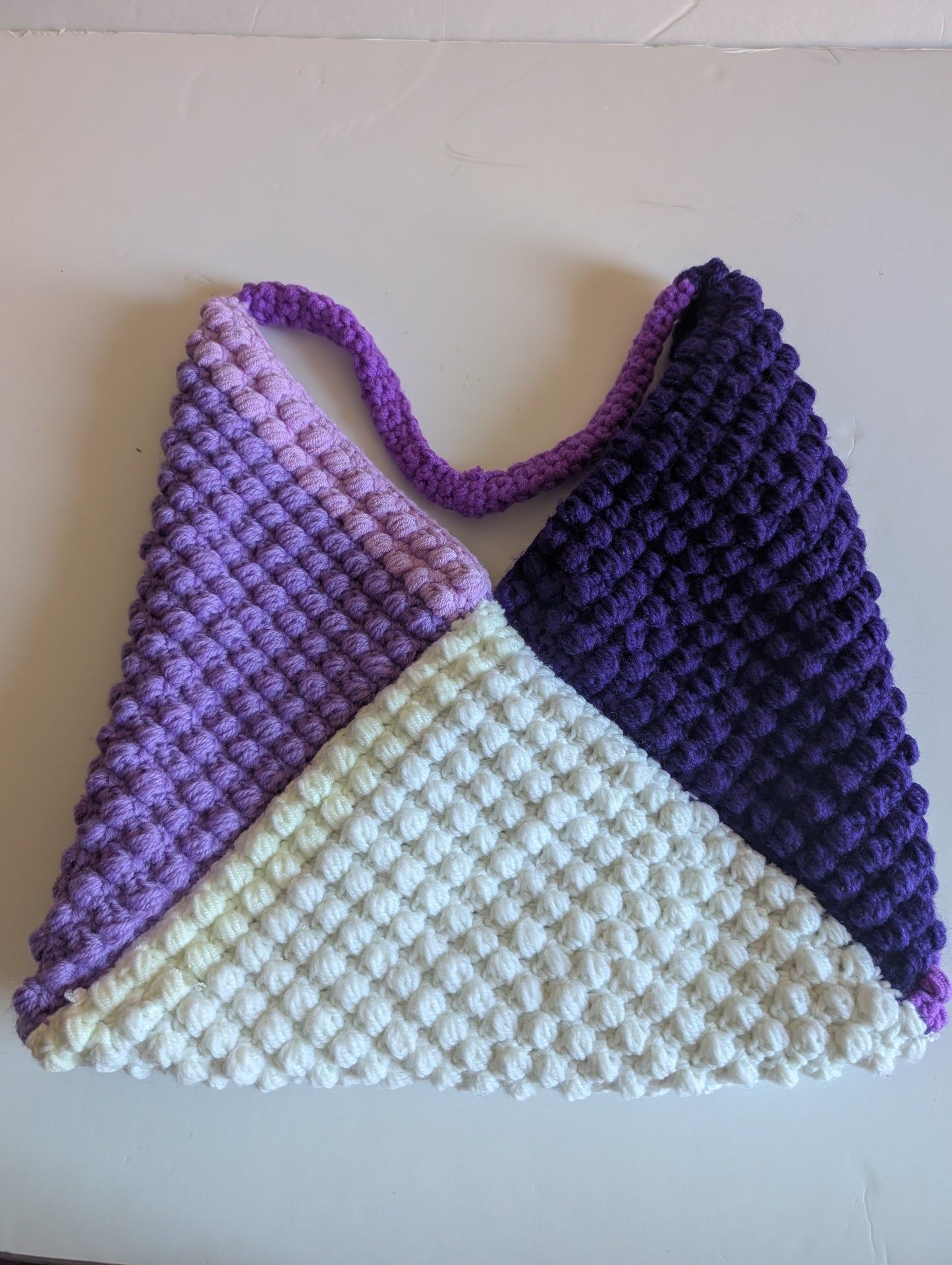 Handmade Color-Block Crochet Shoulder Bag