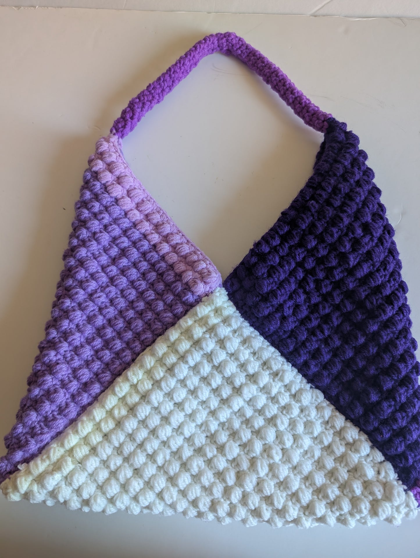 Handmade Color-Block Crochet Shoulder Bag