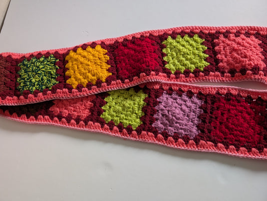 Handmade Coral Pink Granny Square Crochet Scarf #crochetlove